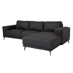 Lissabon højrevendt læder sort chaiselong sofa