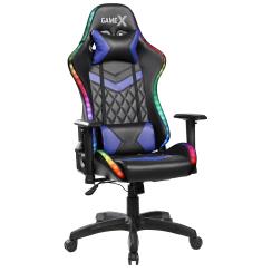 GameX Lopez kunstlæder m. LED sort/blå gamer stol