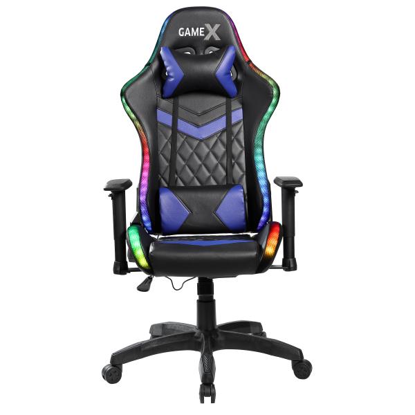 GameX Lopez LED kunstlæder sort/blå