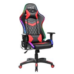 GameX Lopez kunstlæder m. LED sort/rød gamer stol