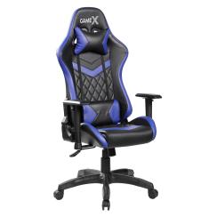 GameX Lopez kunstlæder sort/blå gamer stol