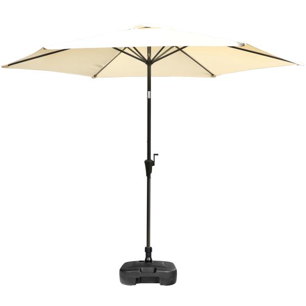 Parasol med vip beige 3m med parasolfod ø38 22L