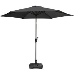 Parasol med vip mørkegrå 3m med parasolfod ø38 22L 