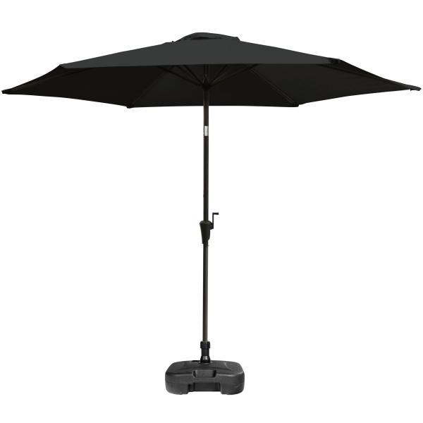 Parasol med vip sort 3m med parasolfod ø38 22L