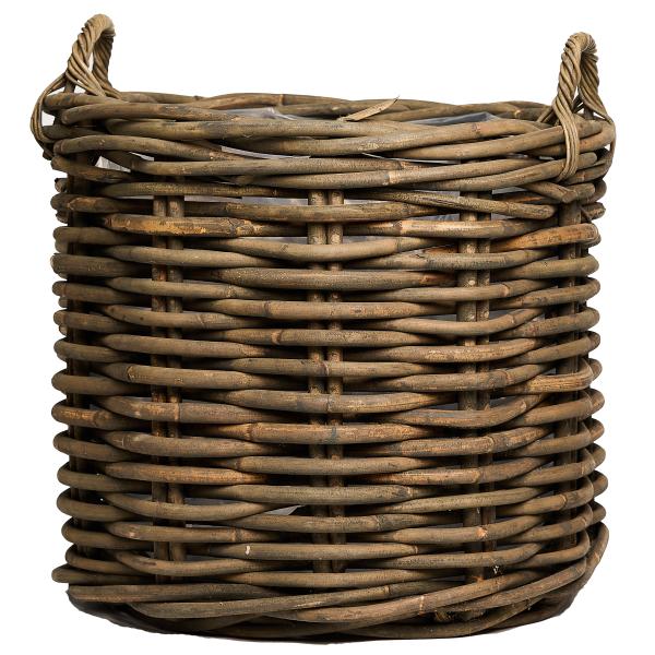 Havekurv grå rattan ø65x57cm