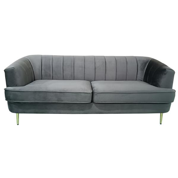 Andria 3 pers. velour mørkegrå/guld