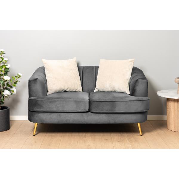 Andria 2 pers. velour mørkegrå/guld