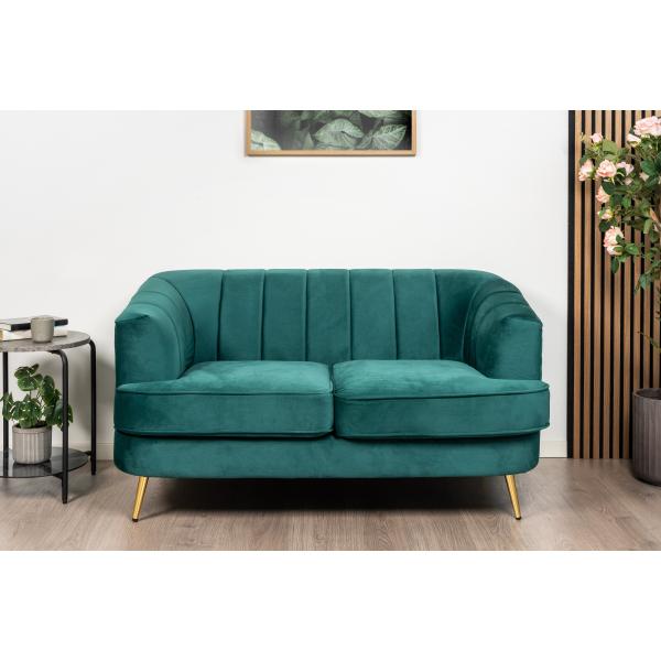 Andria 2 pers. velour grøn/guld