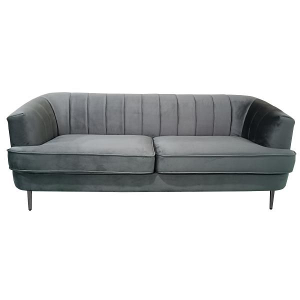 Andria 3 pers. velour mørkegrå/sort