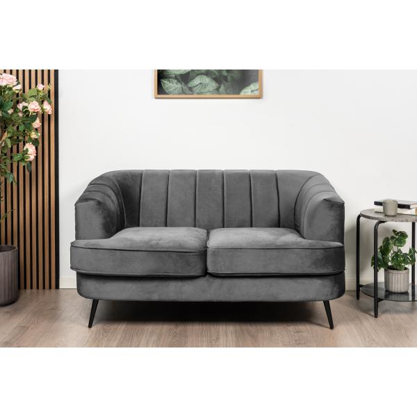 Andria 2 pers. velour mørkegrå/sort