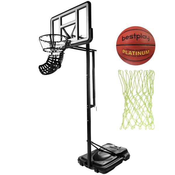 Bestplay PRO basketballstander + ball return + selvlysende net + basketball