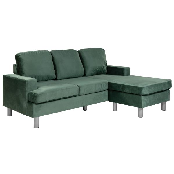 #3 - Homeville Boston chaiselong sofa velour grøn