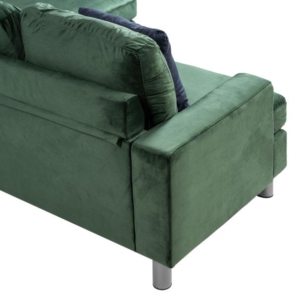 Boston højre-/venstrevendt velour grøn