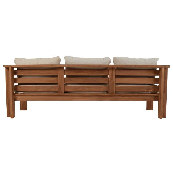 Jakarta bænk i teaktræ med hynder creme 200x70x60cm