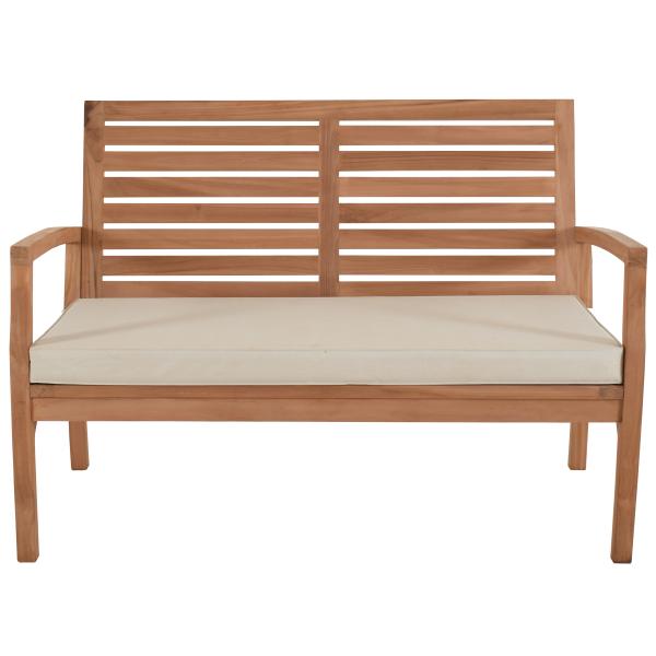 Ivory bænk i teaktræ med hynde  120x70x80cm
