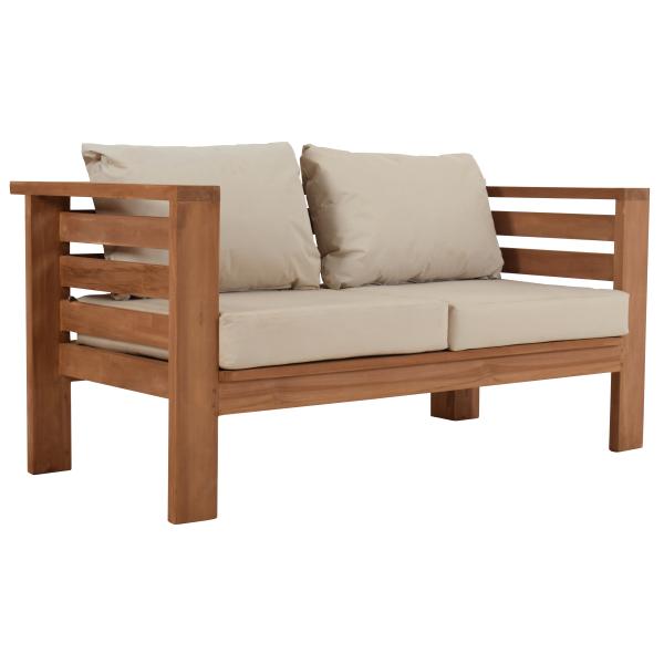 Jakarta loungesofa i teaktræ med hynder 140x70x60cm