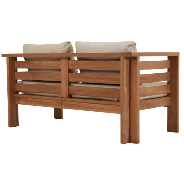 Jakarta loungesofa i teaktræ med hynder 140x70x60cm