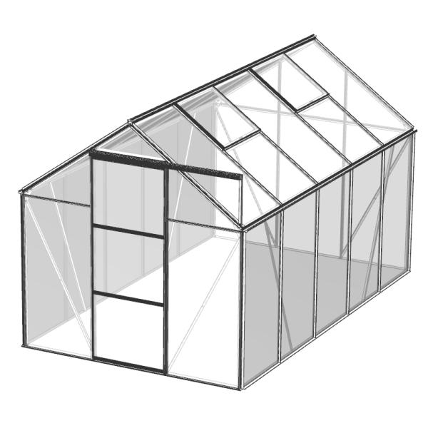 Drivhus glas sølv 5,97m2