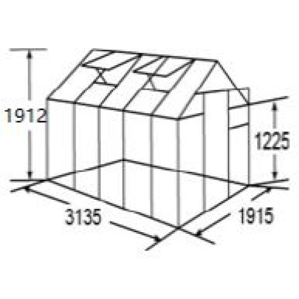 Drivhus glas sølv 191x313x191cm