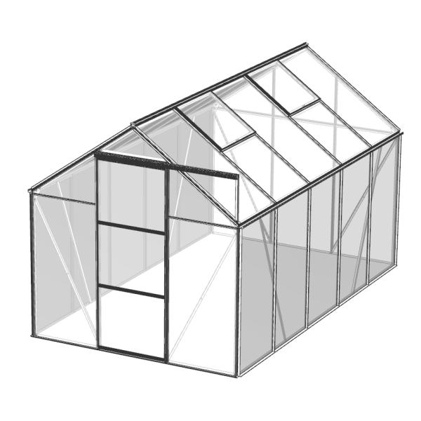 Drivhus glas sort 5,97m2
