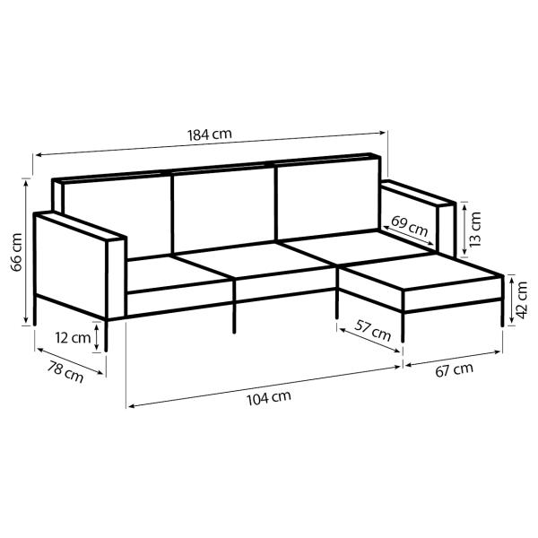 Boston chaiselong sofa velour sort