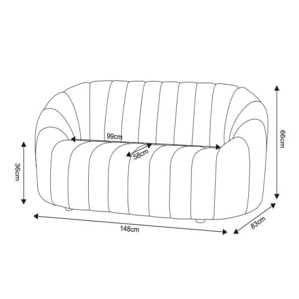 Parma 2 pers. sofa fløjl dueblå