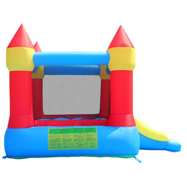 Castle bouncer with slide and hoop