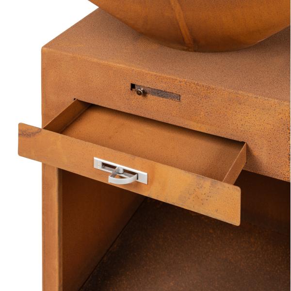 Bålsted med bord cortenstål