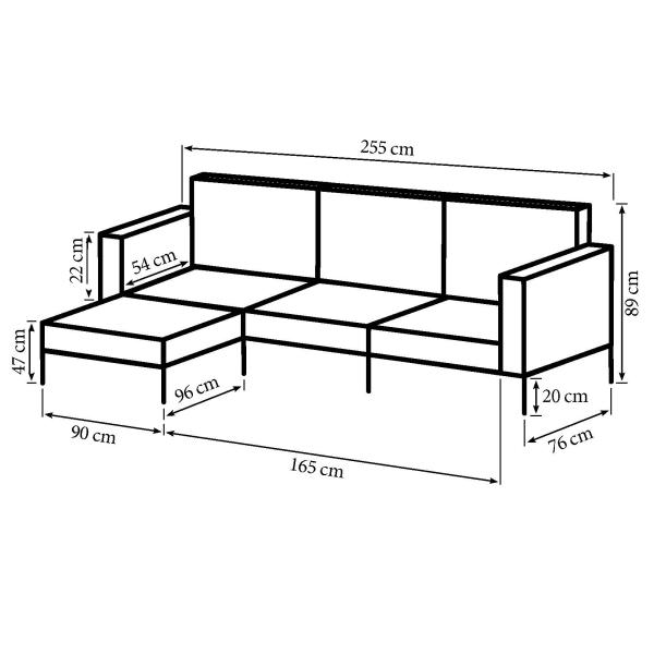 Padova venstrevendt chaiselong sofa grå