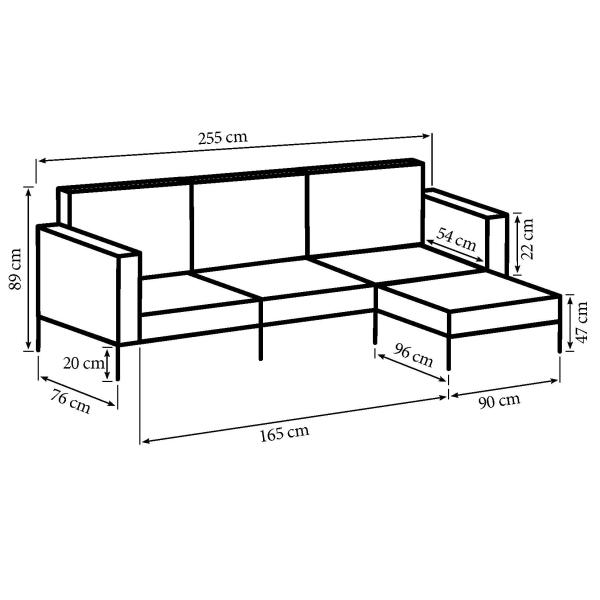 Padova højrevendt chaiselong sofa grå