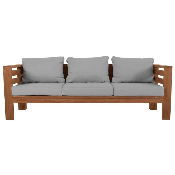 Jakarta bænk i teaktræ med hynder grå 200x70x60cm