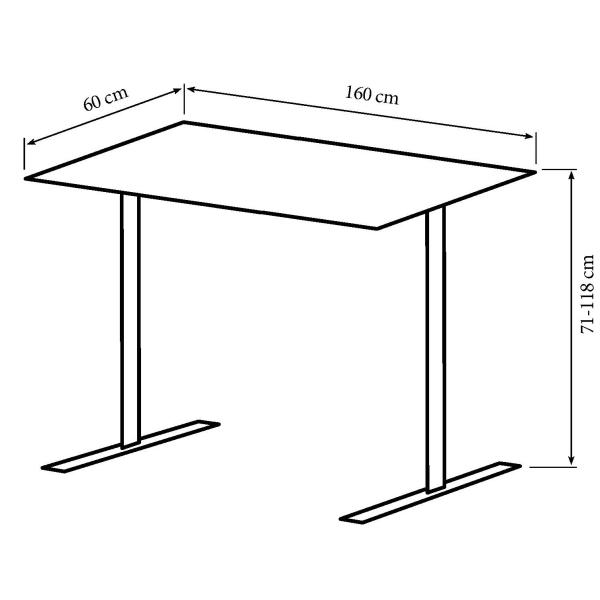 Hæve sænkebord hvid 160x60cm