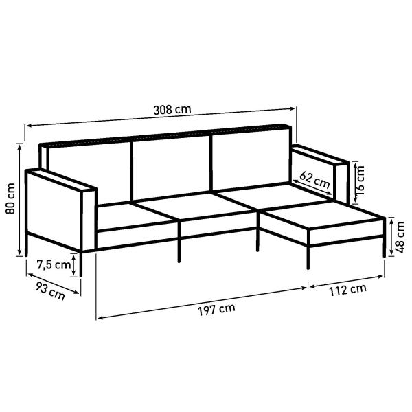 Napoli højrevendt stof sort