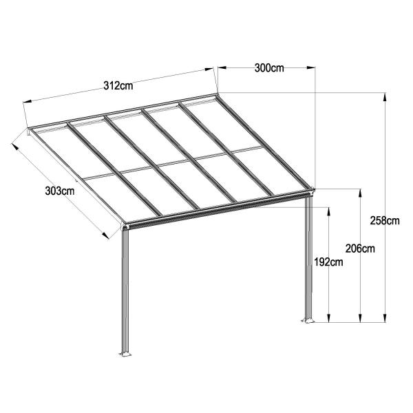 Essence pergola med polycarbonat 9m2