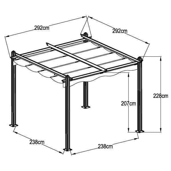 Essence pergola med dug 9m2