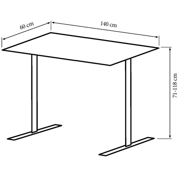 Hæve sænkebord mørkebrun 140x60cm