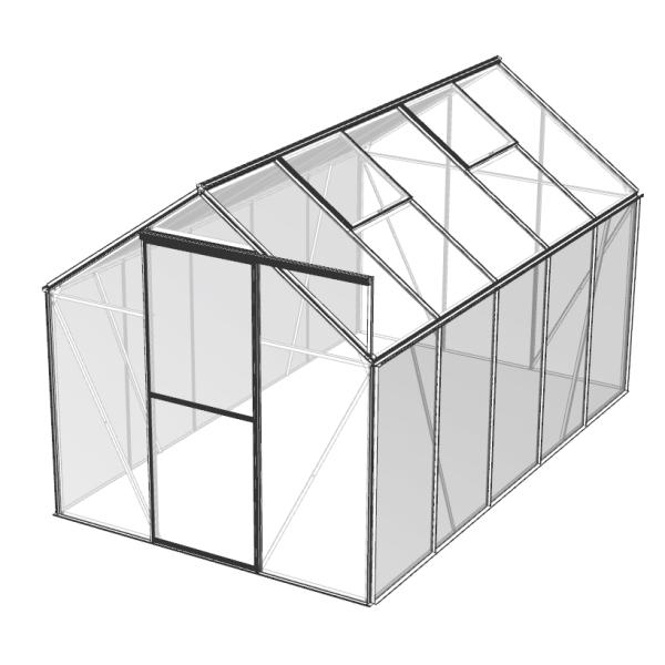 Drivhus poly sølv 5,97m2