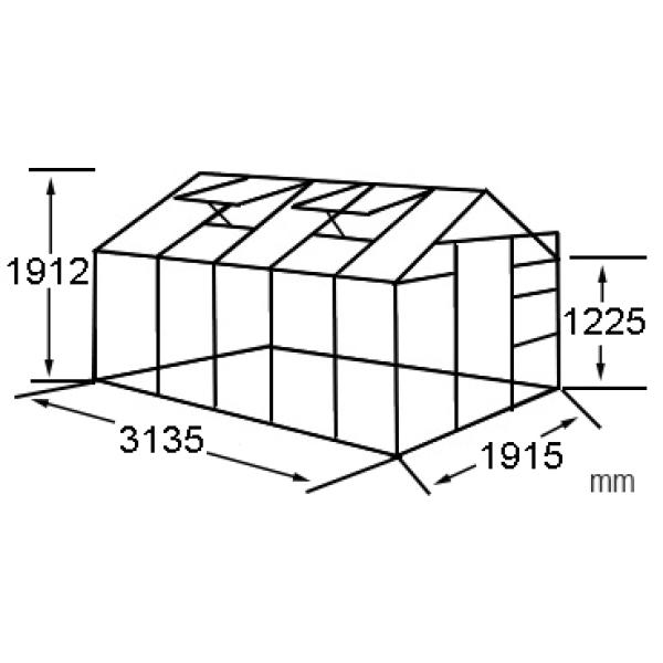 Drivhus poly sølv 191x313x191cm