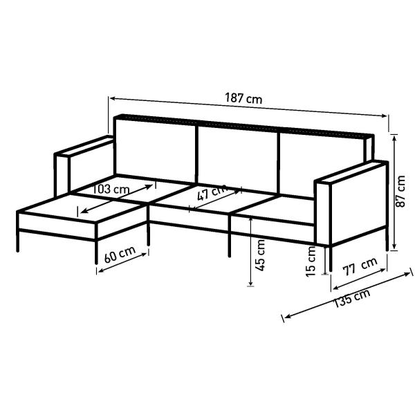 Atlanta højre-/venstrevendt stof beige