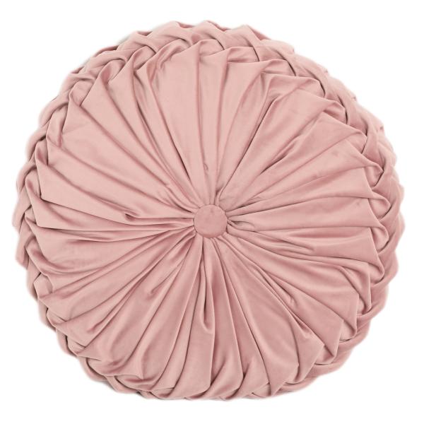 Pude rund velour rosa