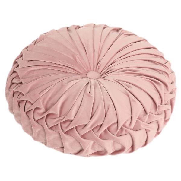 Pude rund velour rosa