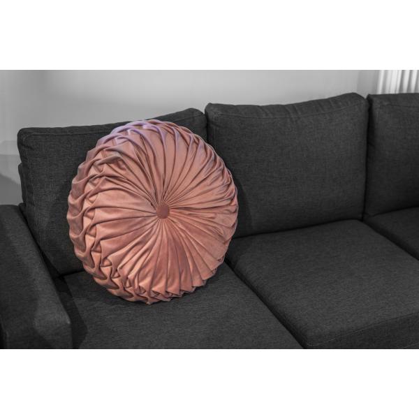 Pude rund velour rosa