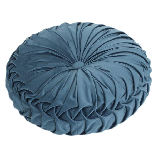 Pude rund velour blå