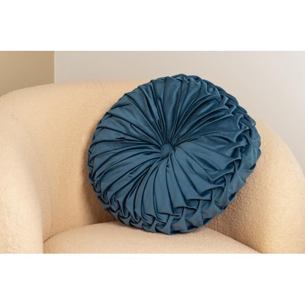 Pude rund velour blå