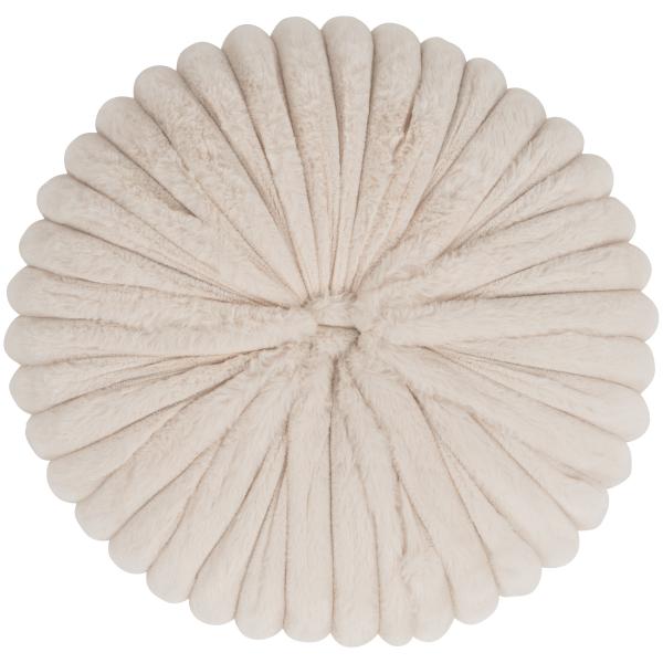 Pude rund imiteret pels beige