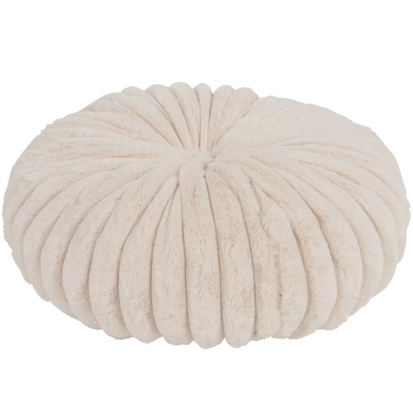 Pude rund imiteret pels beige