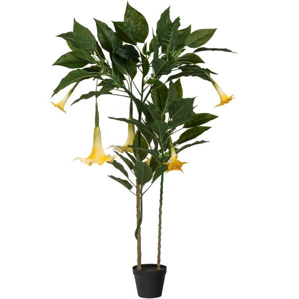 Stor kunstig Daturatræ gul 140 cm
