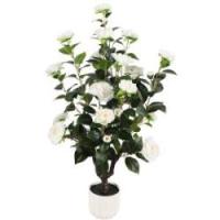 Kunstig kamelia japansk rosetræ hvid 90 cm
