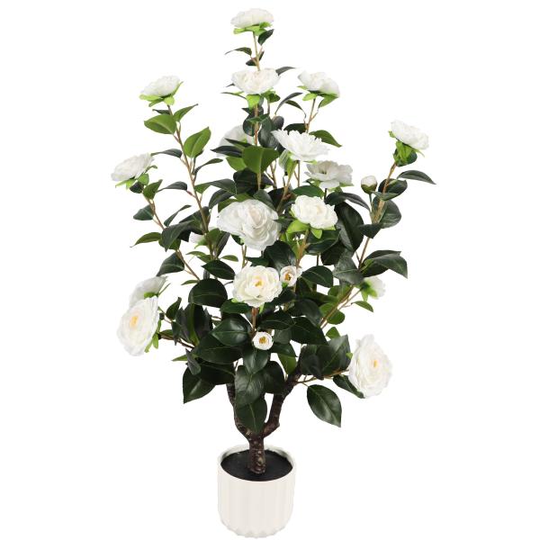 Kunstig kamelia japansk rosetræ hvid 90 cm