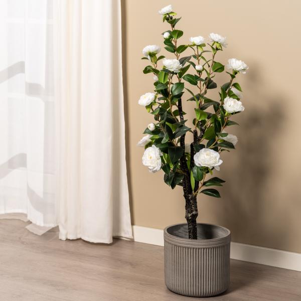 Kunstig kamelia japansk rosetræ hvid 90 cm
